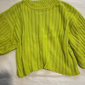 Cotton Candy Neon Green Cowl Sweater